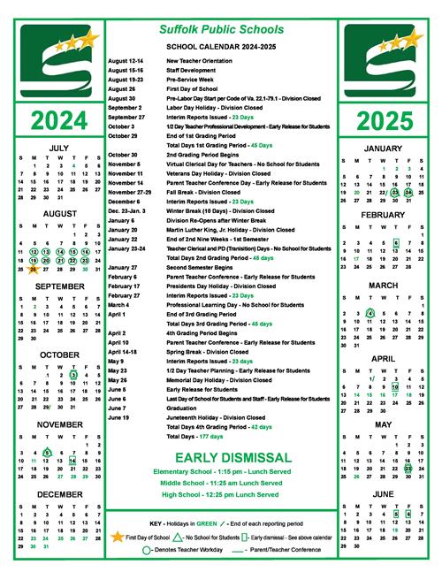 2024-2025 School Calendar